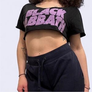 Black Sabbath Custom Cropped Purple Logo Band Tee